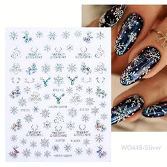 3D Christmas Nail Art Stickers - Snowflake Elk Decals