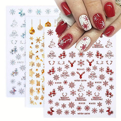 3D Christmas Nail Art Stickers - Snowflake Elk Decals