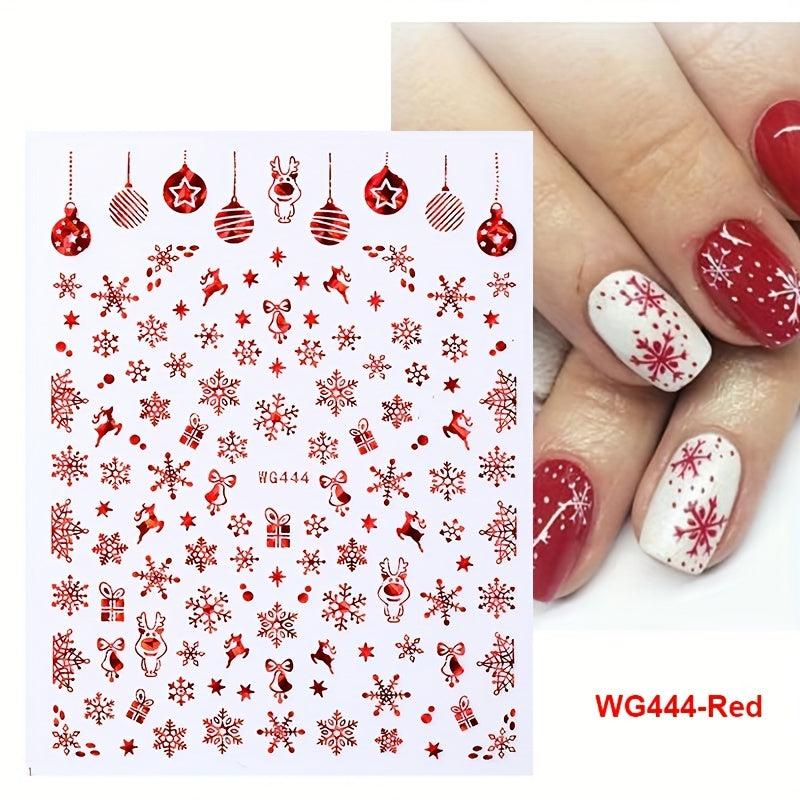 3D Christmas Nail Art Stickers - Snowflake Elk Decals