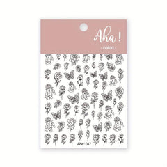 Hand Drawn Rabbit Roses Butterfly Nail Art Stickers