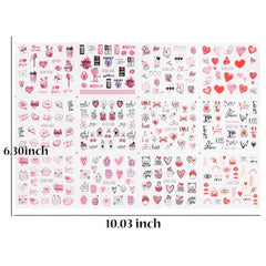 Pink Love Heart Ice Cream Letter Nail Art Decals