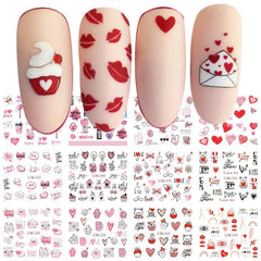Pink Love Heart Ice Cream Letter Nail Art Decals