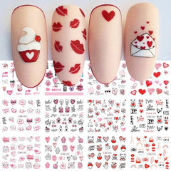 Pink Love Heart Ice Cream Letter Nail Art Decals