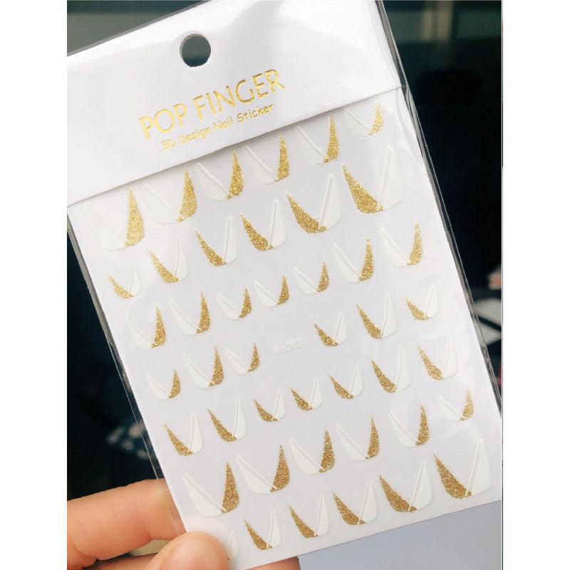 French Tips 3D Glitter Nail Stickers Silvery Sliders Decals for Manicure