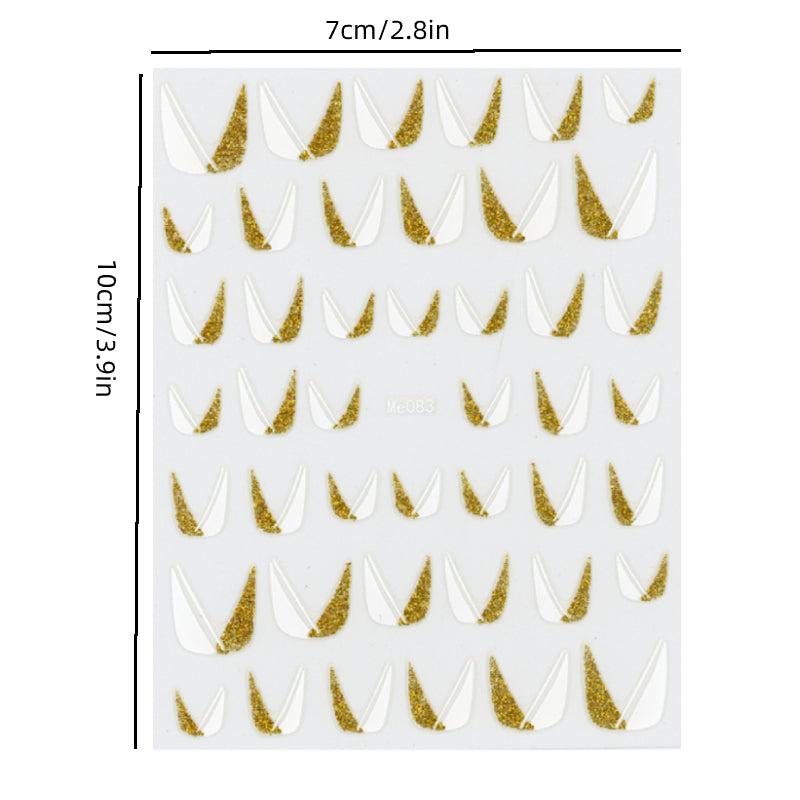French Tips 3D Glitter Nail Stickers Silvery Sliders Decals for Manicure