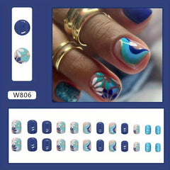 24pcs Halloween Christmas Press On Nails Skull Heart Spider Web Glossy Short Squ