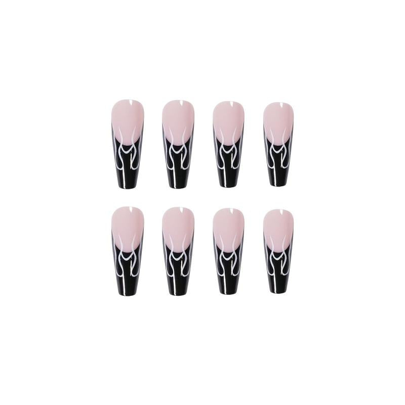French Press On Nails with Tip and Flame Design