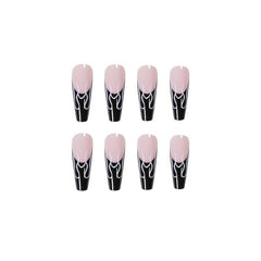 French Press On Nails with Tip and Flame Design