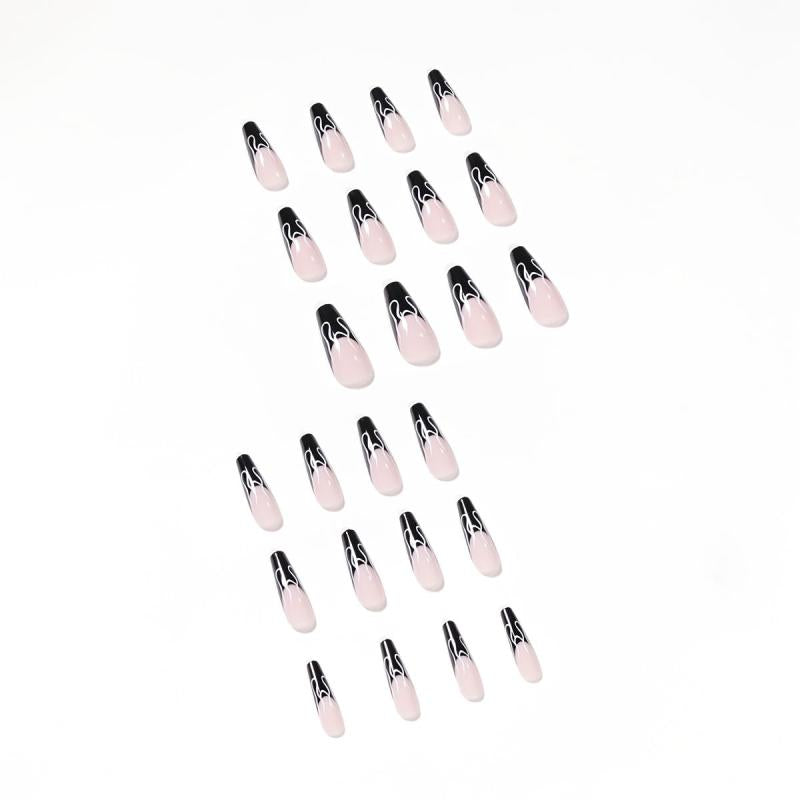 French Press On Nails with Tip and Flame Design