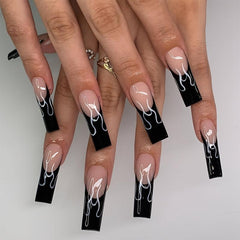 French Press On Nails with Tip and Flame Design