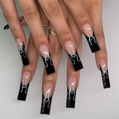 French Press On Nails with Tip and Flame Design