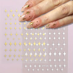 Golden Star Nail Art Stickers Self Adhesive And Decals