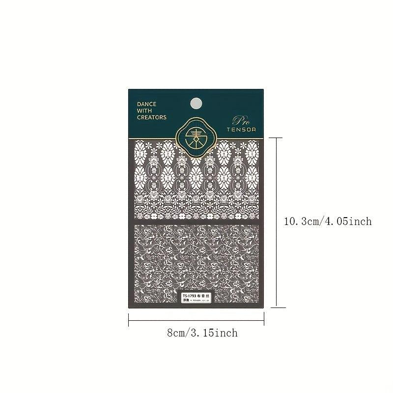 5D Holo Lace Art Nail Stickers Self Adhesive Decals for Resin Nails