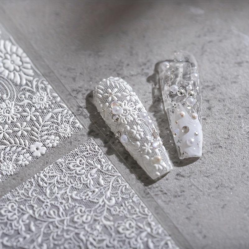5D Holo Lace Art Nail Stickers Self Adhesive Decals for Resin Nails