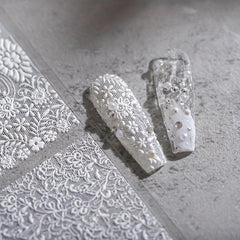 5D Holo Lace Art Nail Stickers Self Adhesive Decals for Resin Nails