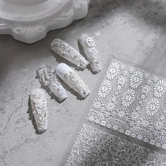 5D Holo Lace Art Nail Stickers Self Adhesive Decals for Resin Nails