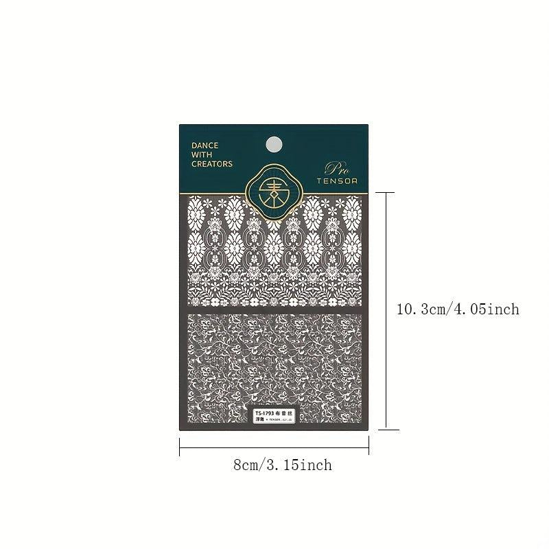 5D Holo Lace Art Nail Stickers Self Adhesive Decals for Resin Nails