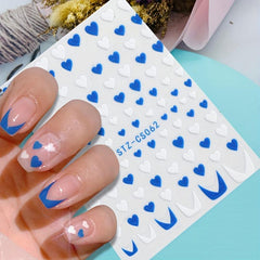 Silver Glitter French Line Nails Art Stickers 3D Geometry Manicure Tips