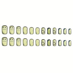 24pcs Long Square Anime Press On Nails Matte Finish Full Coverage