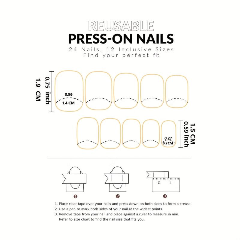 24pcs Long Square Anime Press On Nails Matte Finish Full Coverage