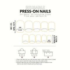24pcs Long Square Anime Press On Nails Matte Finish Full Coverage