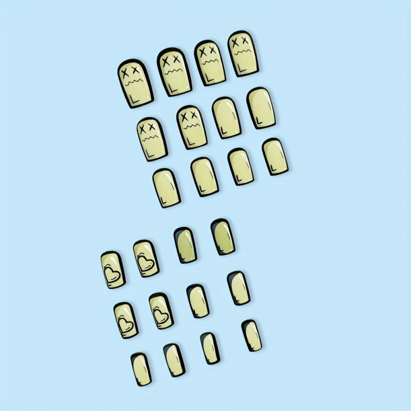 24pcs Long Square Anime Press On Nails Matte Finish Full Coverage
