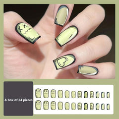 24pcs Long Square Anime Press On Nails Matte Finish Full Coverage