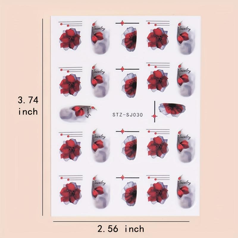 3D Nail Stickers Flower Nail Art Decorations Golden Leaf Floral Transfer Decals