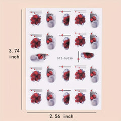 3D Nail Stickers Flower Nail Art Decorations Golden Leaf Floral Transfer Decals