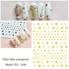 Y2K 3D Star Nail Art Sticker Gold&Silver Decorative Slider DIY