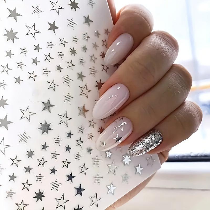 Y2K 3D Star Nail Art Sticker Gold&Silver Decorative Slider DIY