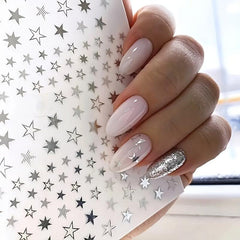 Y2K 3D Star Nail Art Sticker Gold&Silver Decorative Slider DIY