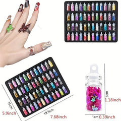 DIY Nail Art Charms Kit with Rhinestones, Sequins, and Glitter Powder