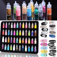 DIY Nail Art Charms Kit with Rhinestones, Sequins, and Glitter Powder