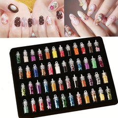 DIY Nail Art Charms Kit with Rhinestones, Sequins, and Glitter Powder