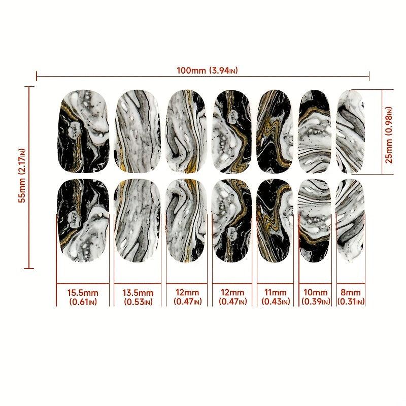 Marble Nail Polish Strips Stickers French Gel Nail Wraps