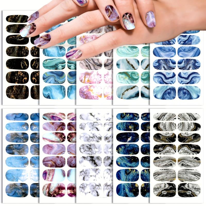 Marble Nail Polish Strips Stickers French Gel Nail Wraps