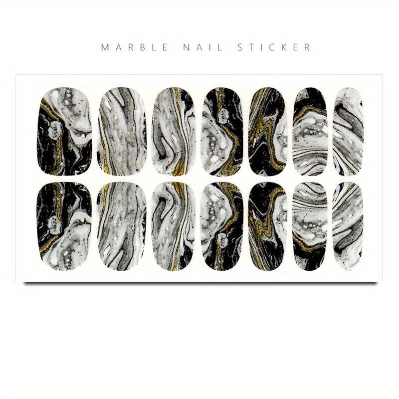 Marble Nail Polish Strips Stickers French Gel Nail Wraps