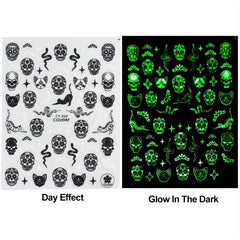 Halloween Nail Art Stickers Decals Luminous Glow In Dark