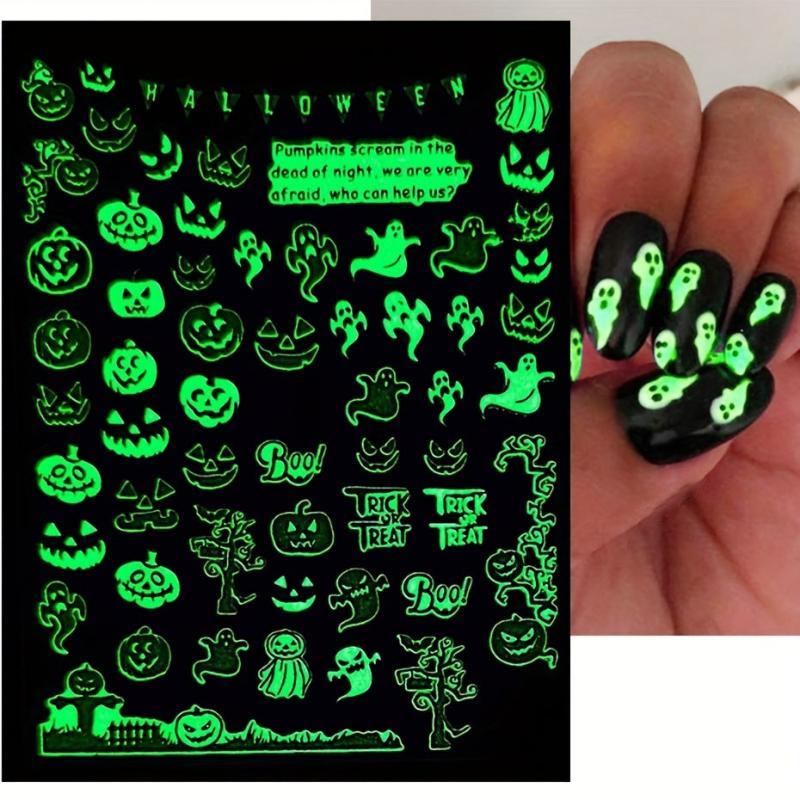 Halloween Nail Art Stickers Decals Luminous Glow In Dark