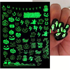 Halloween Nail Art Stickers Decals Luminous Glow In Dark