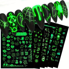 Halloween Nail Art Stickers Decals Luminous Glow In Dark