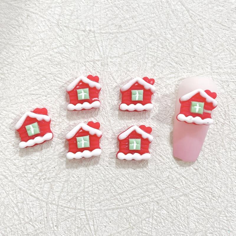 10 Pcs Christmas Nail Art Ornaments Snowman Bear Decor