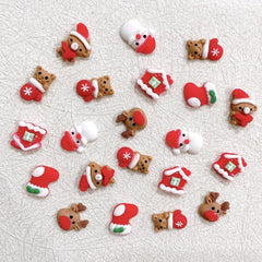 10 Pcs Christmas Nail Art Ornaments Snowman Bear Decor