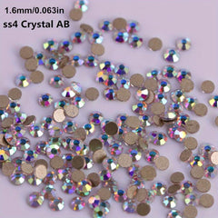 Crystal AB Flat Back Rhinestones 3D Glass Glue On Stones