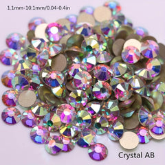 Crystal AB Flat Back Rhinestones 3D Glass Glue On Stones