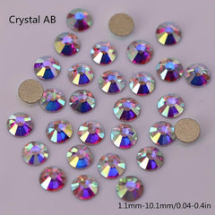Crystal AB Flat Back Rhinestones 3D Glass Glue On Stones