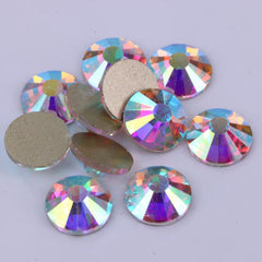 Crystal AB Flat Back Rhinestones 3D Glass Glue On Stones