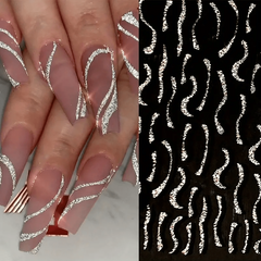 French Nail Art Stickers Self Adhesive Glitter Strip Line Nail Art Decals