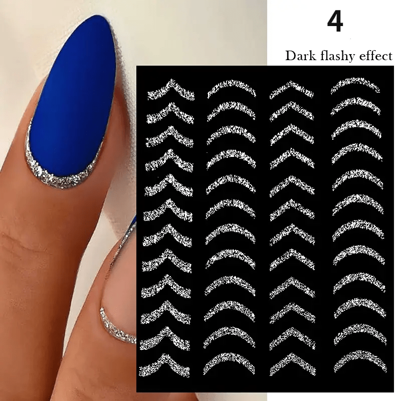 French Nail Art Stickers Self Adhesive Glitter Strip Line Nail Art Decals